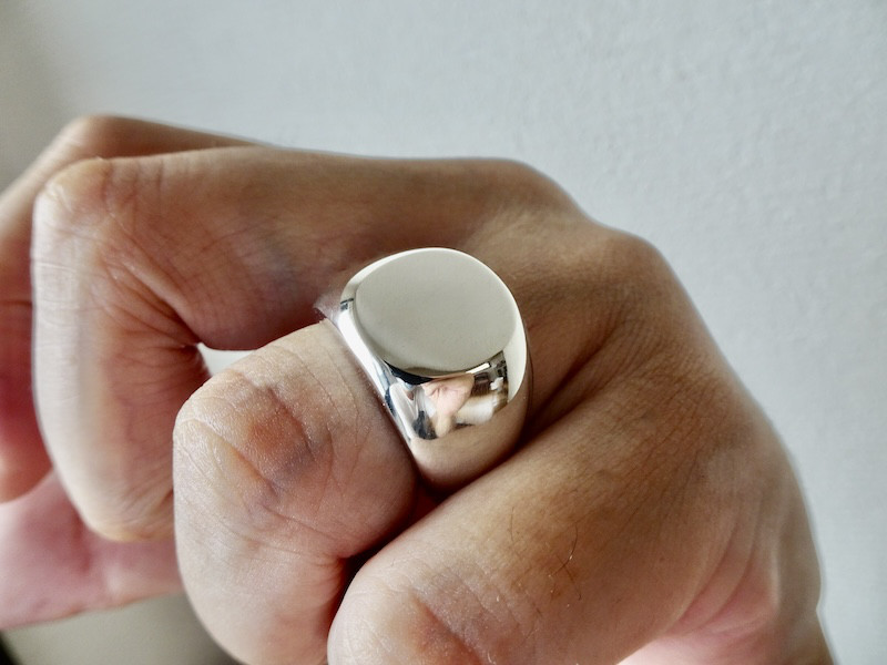 仁尾彫金『楕円の印台リング2、磨き』ハンドメイド334