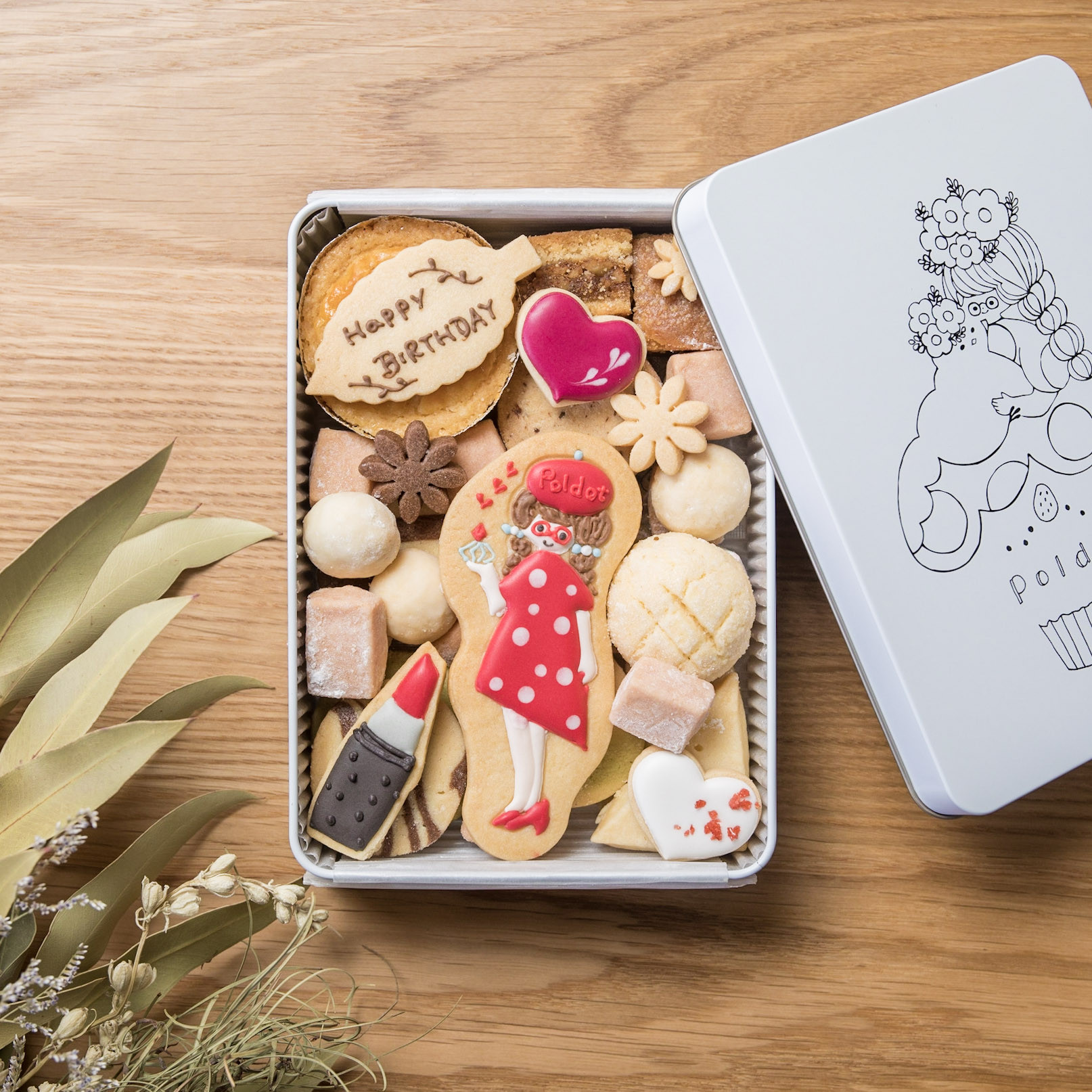 ちょっと大人なポルカちゃんwith メッセージ 贈り物 クッキー缶 アイシングクッキー ギフト 可愛い