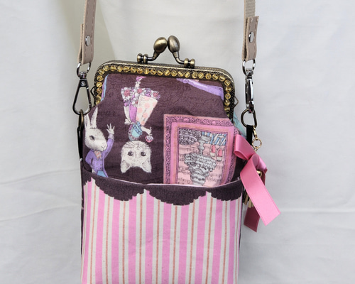 Joli Fleur☆スマホショルダー☆がま口 ポーチ ポケット付