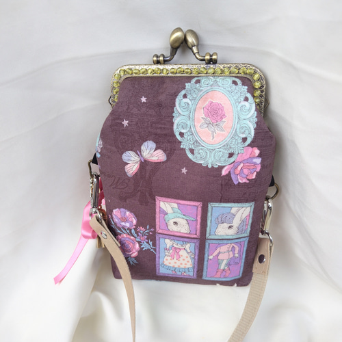 Joli Fleur☆スマホショルダー☆がま口 ポーチ ポケット付