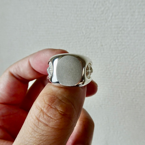 仁尾彫金『ギャラクシー楕円の印台リング』ハンドメイド336 指輪 