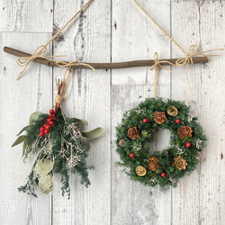 クリスマススワッグ　クリスマスリース　リボン　ハンドメイド　ツリー　大きめ　特大 FLABEL クリスマスリース Winter BELL おしゃれ クリスマス