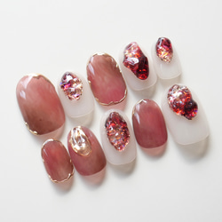 ガーネットストーンネイル◇ネイルチップ【iro×iro-No.41】【冬の