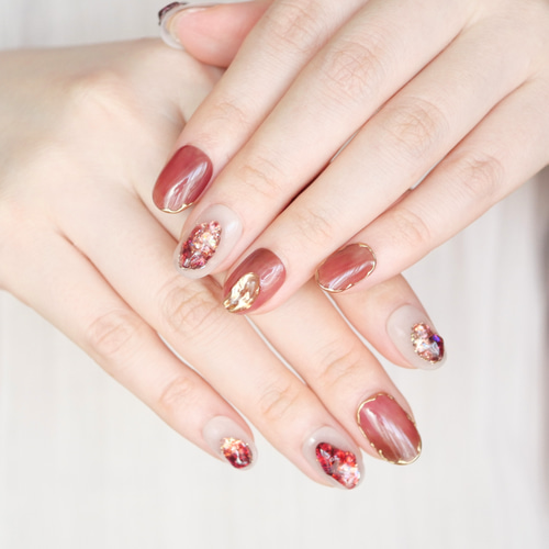 ガーネットストーンネイル◇ネイルチップ【iro×iro-No.41】【冬