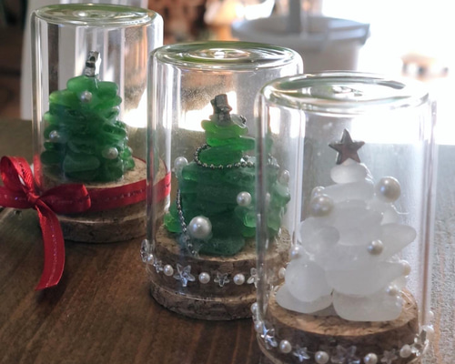 №648 Sweet christmas　シーグラスアート クリスマス飾り ce69de72e7355ebec69a986f53d7d0