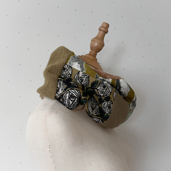 ミナペルホネン　マスタードカーキ系パッチ　ボリュームスヌード　もこもこスヌード　フワフワボア　冬支度 4枚目の画像