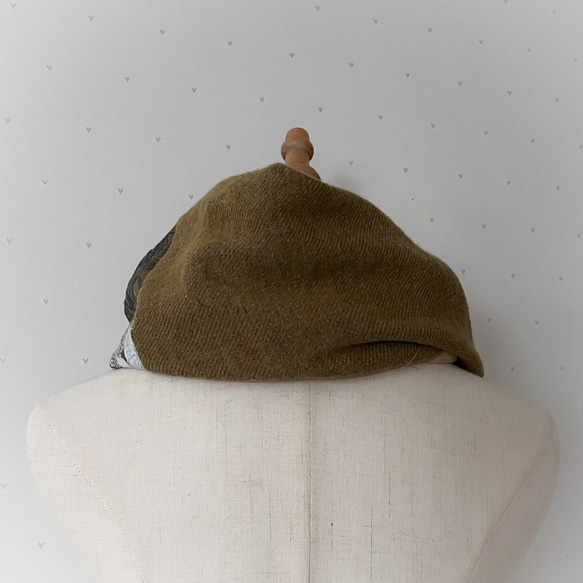 ミナペルホネン　マスタードカーキ系パッチ　ボリュームスヌード　もこもこスヌード　フワフワボア　冬支度 5枚目の画像