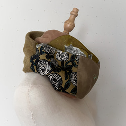 ミナペルホネン　マスタードカーキ系パッチ　ボリュームスヌード　もこもこスヌード　フワフワボア　冬支度 9枚目の画像