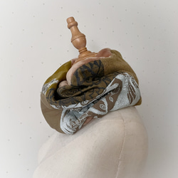 ミナペルホネン　マスタードカーキ系パッチ　ボリュームスヌード　もこもこスヌード　フワフワボア　冬支度 10枚目の画像