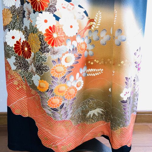 No.137留袖ドレスノースリーブワンピースとボレロ直線11号M〜L着物