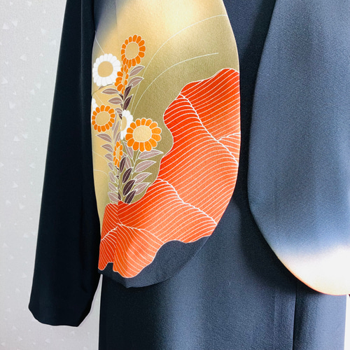 No.137留袖ドレスノースリーブワンピースとボレロ直線11号M〜L着物