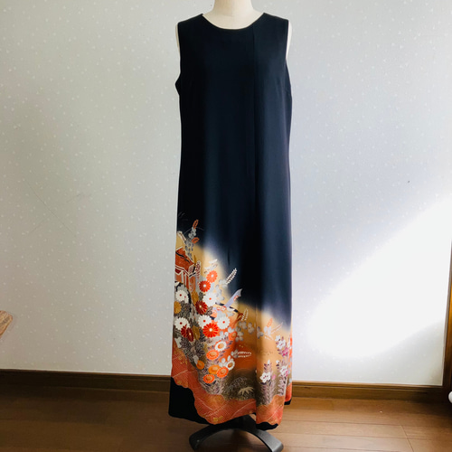 suuu様使用ボレロ付 留袖ドレス ノースリーブ ワンピース着物リメイク(正絹) suuu様使用ボレロ付 留袖ドレス ノースリーブ ワンピース着物