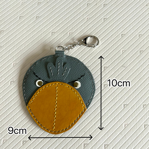 ハシビロコウのレザーコインケース 小物入れ キーホルダー チャーム