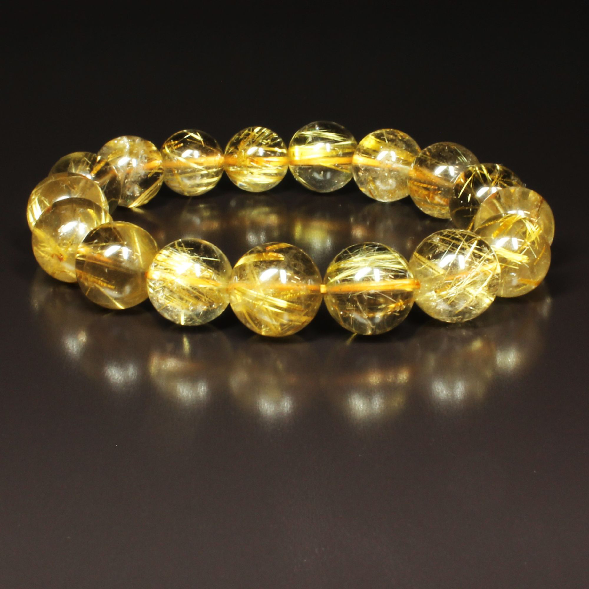 【アウトレット価格】１２ミリ 一点物 ゴールド タイチンルチル ブレスレット ＴＧＲ６  お守り 作品動画有