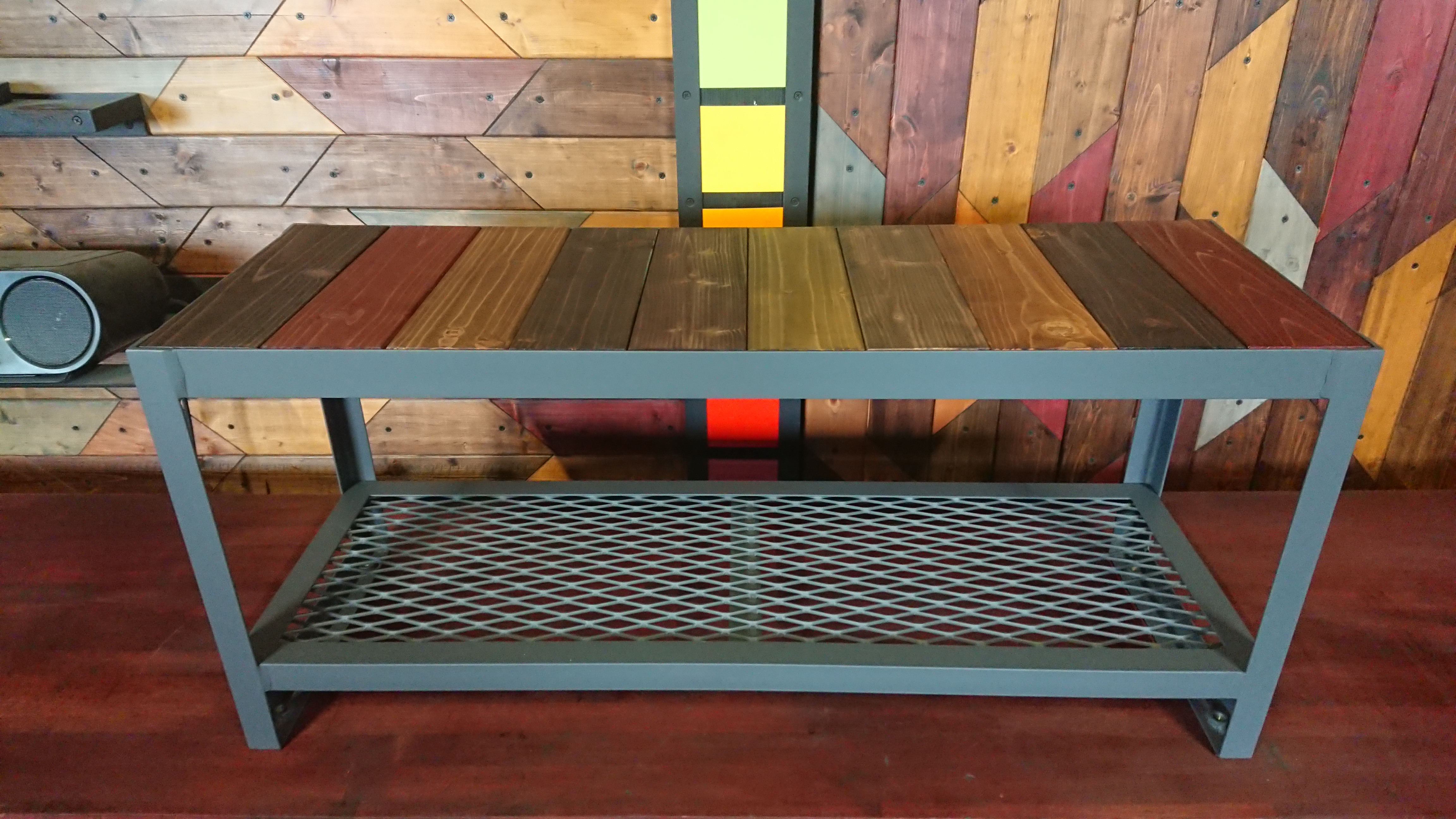 マットグレーでアイアンなお洒落ベンチ＆シューズラック♪ 300×900×400ｍｍ