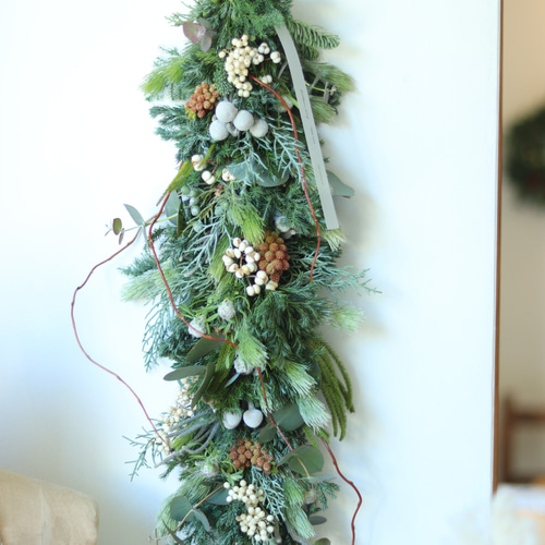 クリスマス2025 縦型スワッグ クリスマス スワッグ お花と