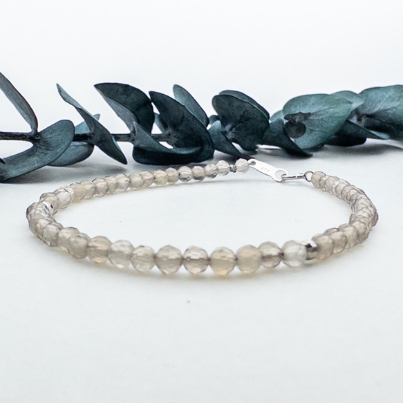 グレースブレスレット グレーアゲート ブレスレット SV925 シルバー 細身 ブレス グレー