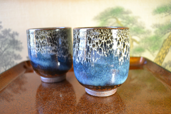 ギフト特割！】豪華湯呑みセット (孔雀釉) 湯呑みペア 湯呑み茶碗