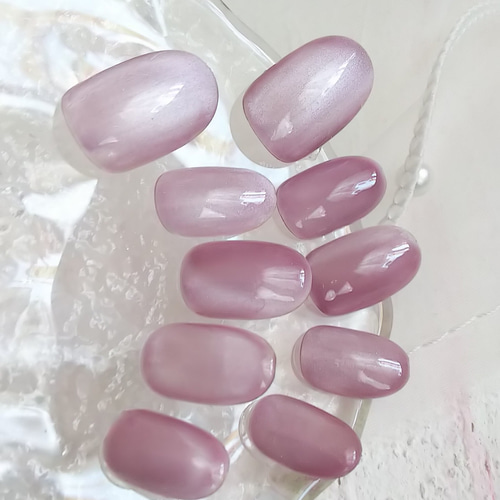 ココア 超微粒子マグネットジェルカラーネイルチップ短めシンプル  