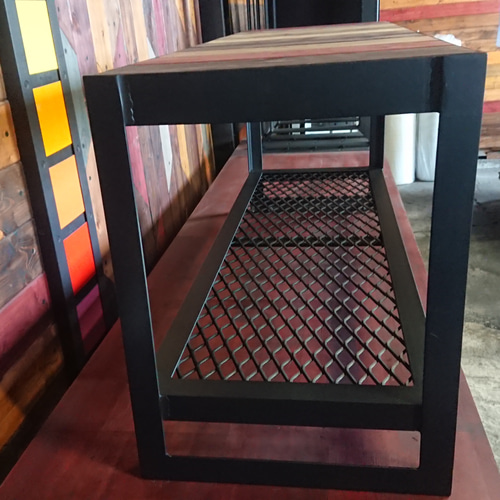 マットブラックでアイアンなベンチ＆シューズラック♪ 300×1163×400ｍｍ マットブラックでアイアンなベンチ＆シューズラック♪ 300×1163