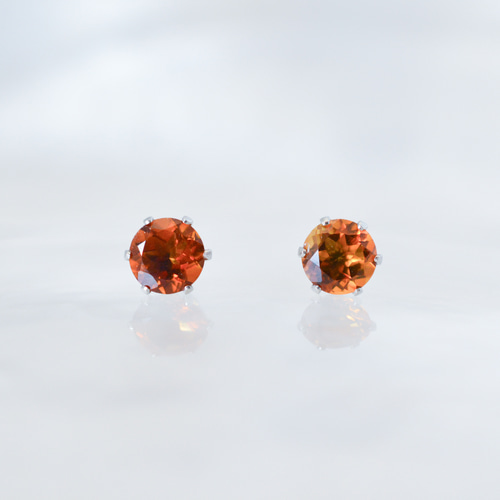 大粒マデイラシトリンのシンプルな一粒スタッドピアス】オレンジ/6mm