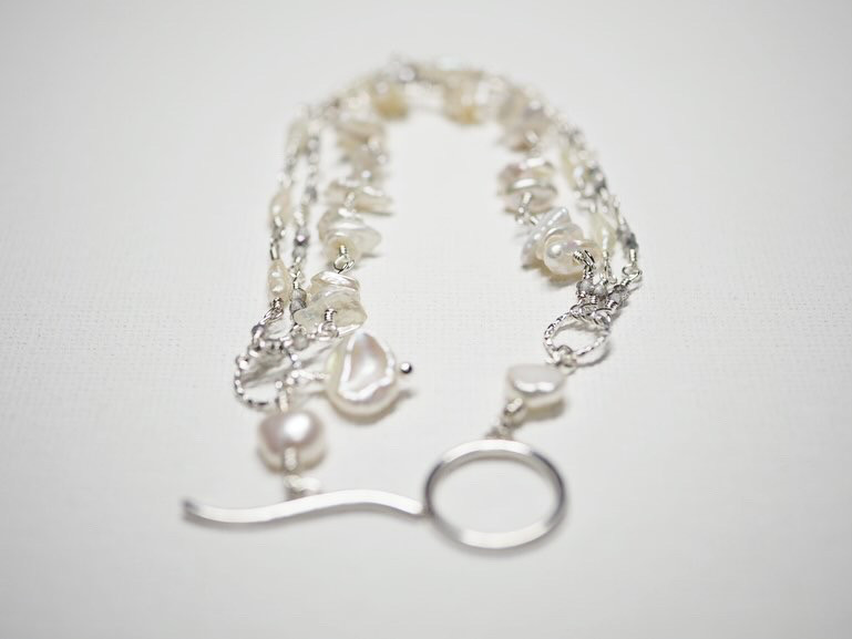 淡水パール×silver925 印象派ブレスレット