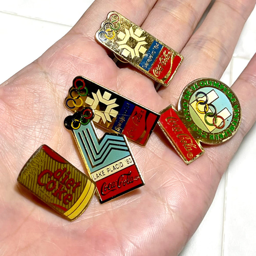 送料無料】5個 フランス ヴィンテージ ピンバッジ Coca Cola
