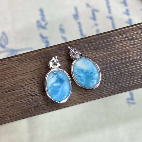 天然無処理 ラリマー デザイン ピアス N5881 指輪・リング 天然石屋