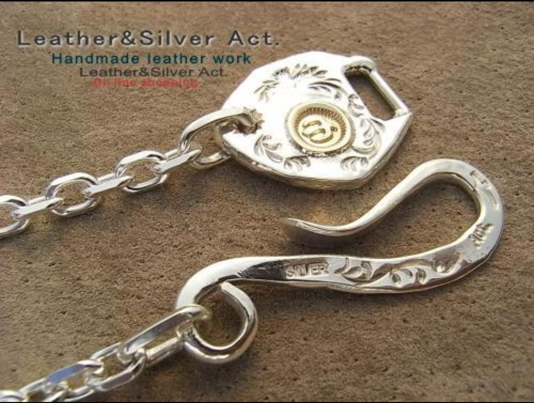 シルバーチェーン 細角小豆 925 金具オリジナル1点物k18 925チェーン 