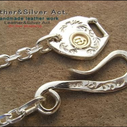 シルバーチェーン 細角小豆 925 金具オリジナル1点物k18 925チェーン 