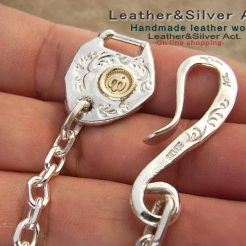 シルバーチェーン 細角小豆 925 金具オリジナル1点物k18 925チェーン 