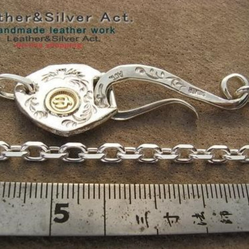 シルバーチェーン 細角小豆 925 金具オリジナル1点物k18 925チェーン 