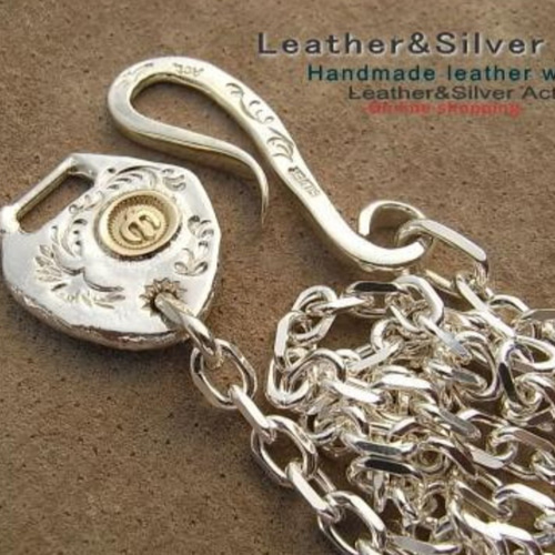 シルバーチェーン 細角小豆 925 金具オリジナル1点物k18 925チェーン 