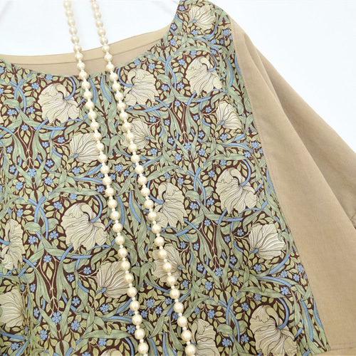 ハンドメイド ウイリアム モリスコーデュロイ ピンパーネル柄パネル