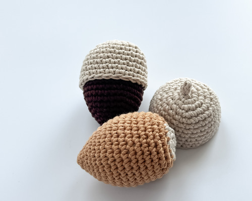 どんぐり帽子 くまお あみぐるみ 帽子が取れる どんぐりのあみぐるみ やわらか安心◎ 秋 おままごと