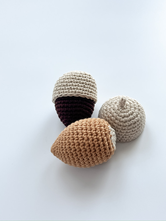 帽子が取れる どんぐりのあみぐるみ やわらか安心◎ 秋 おままごと