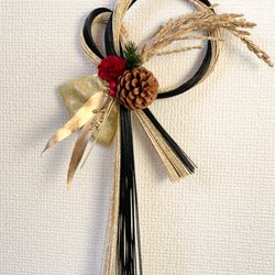 しめ縄 2026 〜 絢 ～ダリアと 茶褐色と白金の夢眩水引飾りの夢飾り