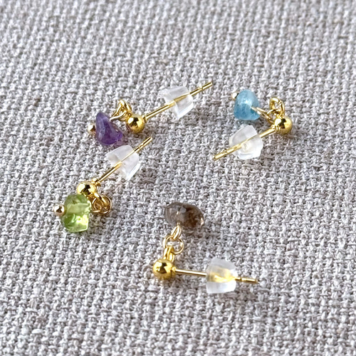 天然石 重ね付けミニピアスセット 濃色 [No.157] ピアス（スタッド・一