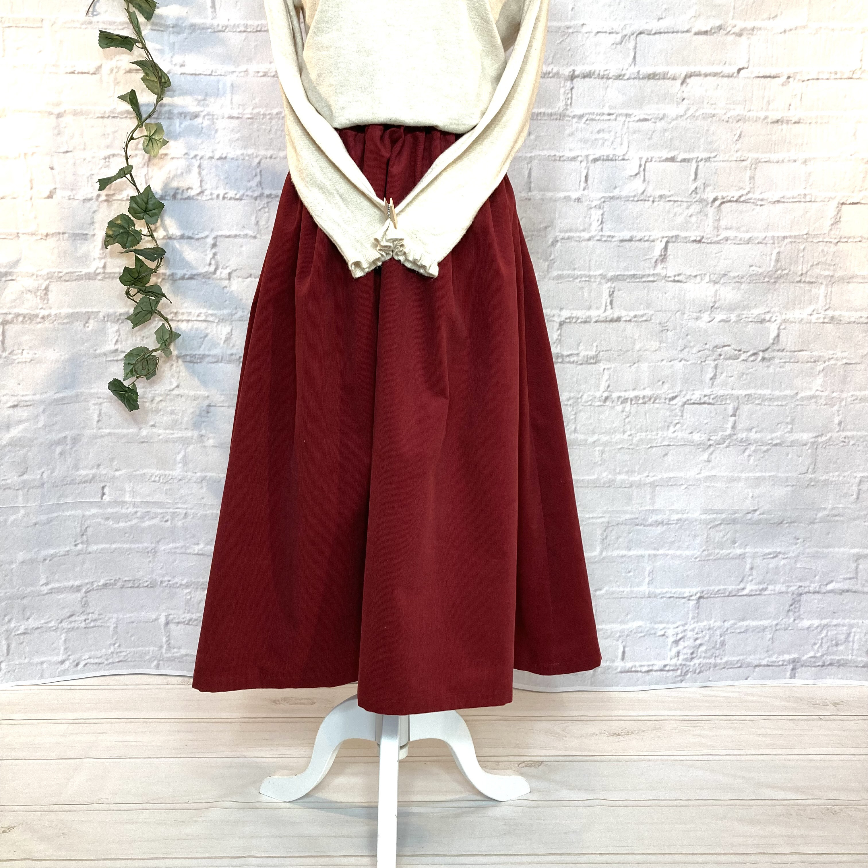 受注製作♡コーデュロイボルドー★Ａライン風スカートby彩苺[Ｍ2329]