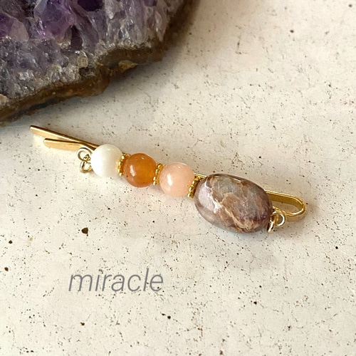 天然石ヘアピン♡インプレッションストーン＊アベンチュリン HHP781