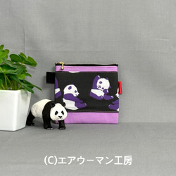感謝価格　SALE パンダ柄　外ポケット付き12cmファスナーポーチ　人気 感謝価格 SALE パンダ柄 外ポケット付き12cmファスナーポーチ 人気