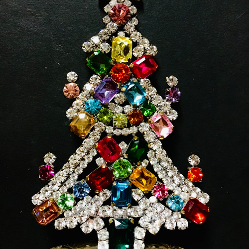 チェコガラスクリスマスツリー チェコ ガラス製ラインストーンのクリスマスツリー 205 黄緑