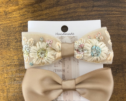 【mamerin ♪様】インド刺繍リボンのヘアゴム2個セット　ブルー&ゴールド インド刺繍リボン2個セット ヘアゴム M's shop 〜hokkori〜 通販