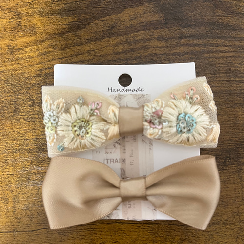 【mamerin ♪様】インド刺繍リボンのヘアゴム2個セット　ブルー&ゴールド インド刺繍リボン2個セット ヘアゴム M's shop 〜hokkori〜 通販