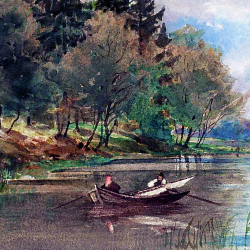 vintage picture ❀ スウェーデンの街並み 風景画 油絵