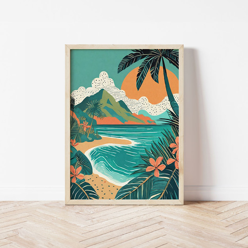 ハワイ アートポスター カウアイ島 Hawaii KAUAI アート イラスト