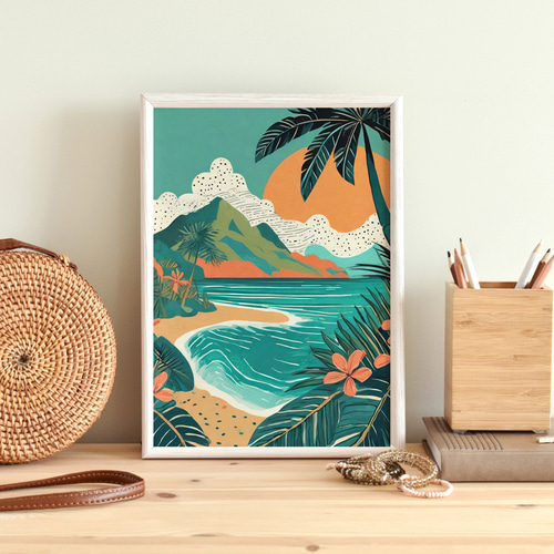 ハワイ アートポスター カウアイ島 Hawaii KAUAI アート イラスト