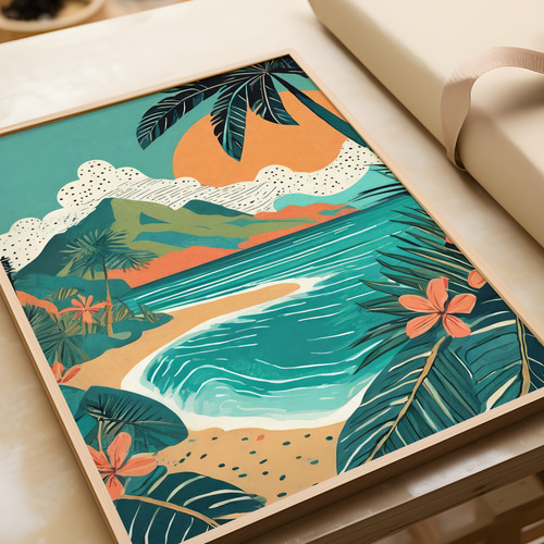 ハワイ アートポスター カウアイ島 Hawaii KAUAI アート イラスト