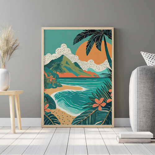 ハワイ アートポスター カウアイ島 Hawaii KAUAI アート イラスト