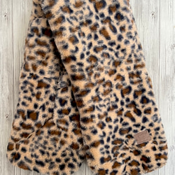 ブラウン豹柄　ボアマフラー　ハンドメイド　ふわもこ　akaneko ボア　猫　ストール　アニマルボア 4枚目の画像